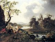 Ferdinand Kobell Flusslandschaft mit Wasserfall oil painting reproduction